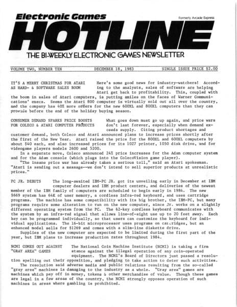 Cover of Arcade Express / Electronic Games Hotline issue 10