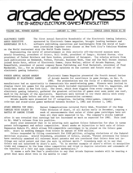 Cover of Arcade Express / Electronic Games Hotline issue 11