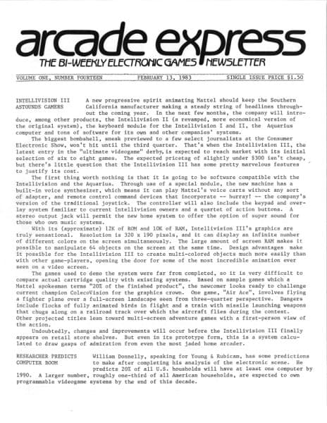 Cover of Arcade Express / Electronic Games Hotline issue 14