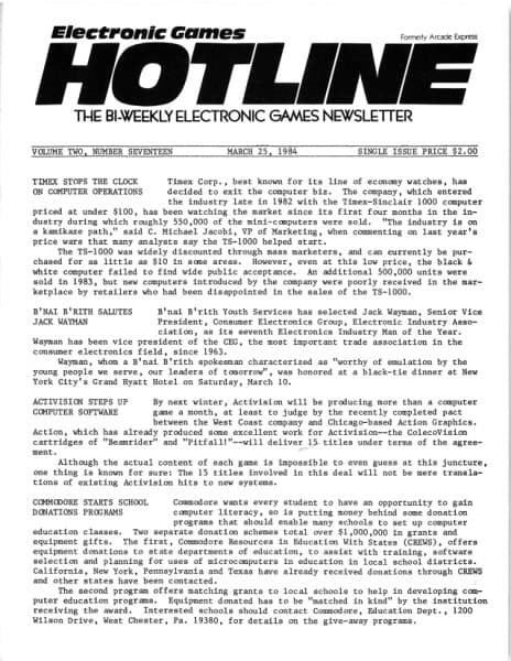 Cover of Arcade Express / Electronic Games Hotline issue 17