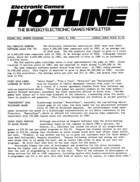 Cover of Arcade Express / Electronic Games Hotline issue 18