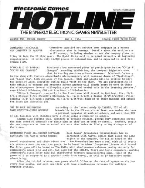 Cover of Arcade Express / Electronic Games Hotline issue 20