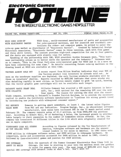 Cover of Arcade Express / Electronic Games Hotline issue 21