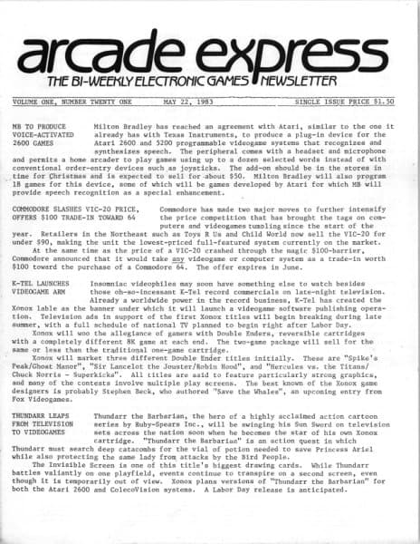 Cover of Arcade Express / Electronic Games Hotline issue 21
