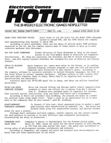 Cover of Arcade Express / Electronic Games Hotline issue 23