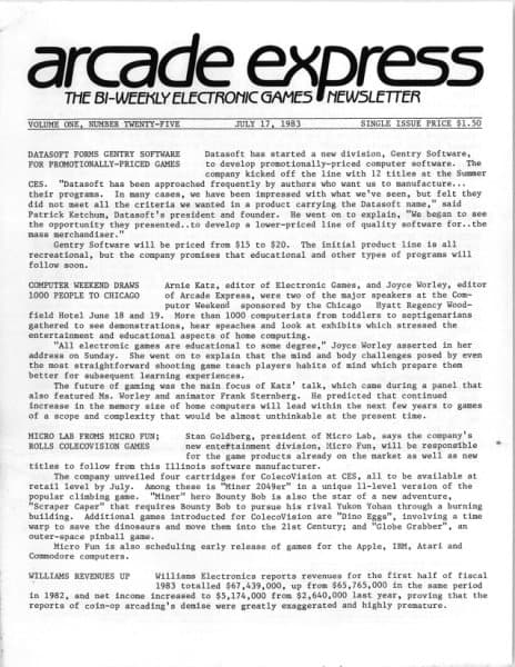 Cover of Arcade Express / Electronic Games Hotline issue 25