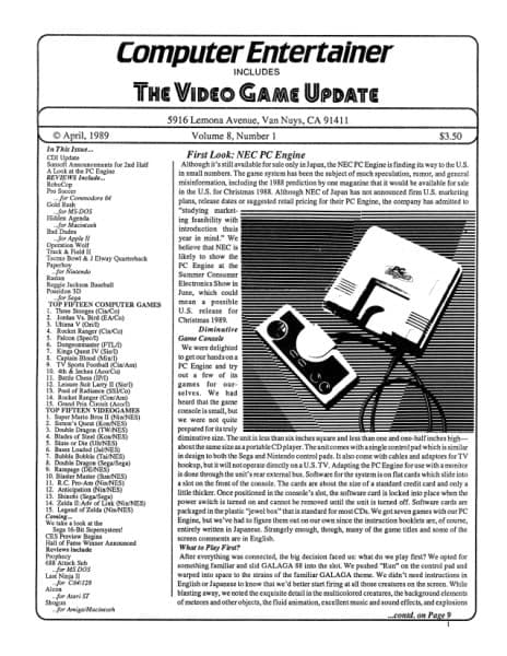 Cover of Computer Entertainer issue 1