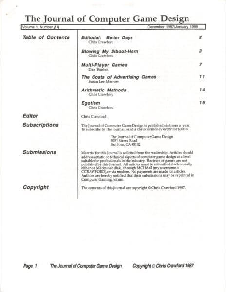 Cover of The Journal of Computer Game Design issue 5