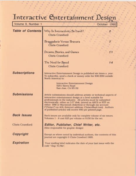 Cover of The Journal of Computer Game Design issue 1