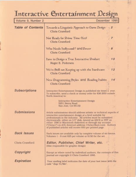 Cover of The Journal of Computer Game Design issue 2