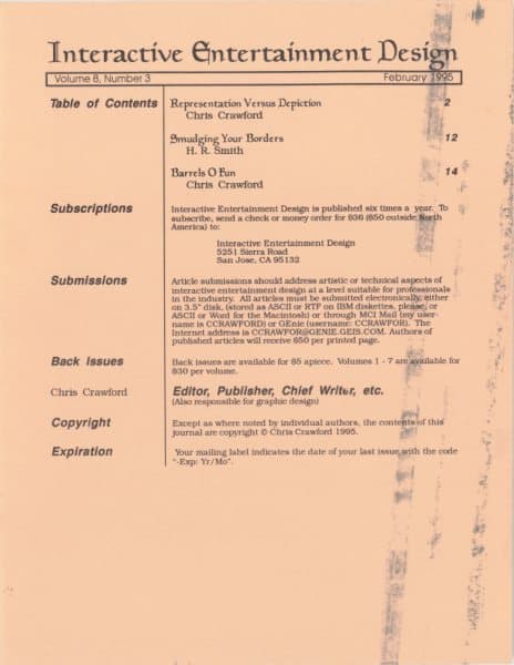 Cover of The Journal of Computer Game Design issue 3