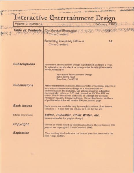Cover of The Journal of Computer Game Design issue 3