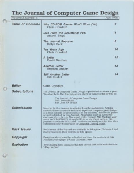 Cover of The Journal of Computer Game Design issue 4