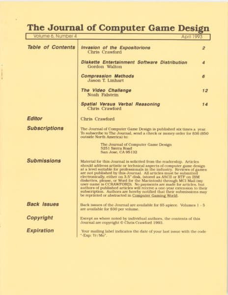 Cover of The Journal of Computer Game Design issue 4