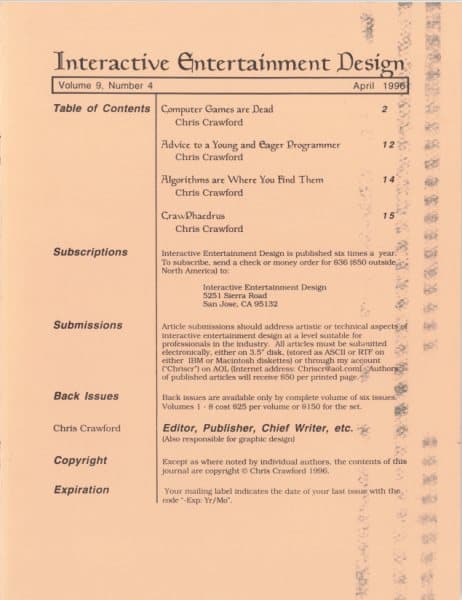 Cover of The Journal of Computer Game Design issue 4