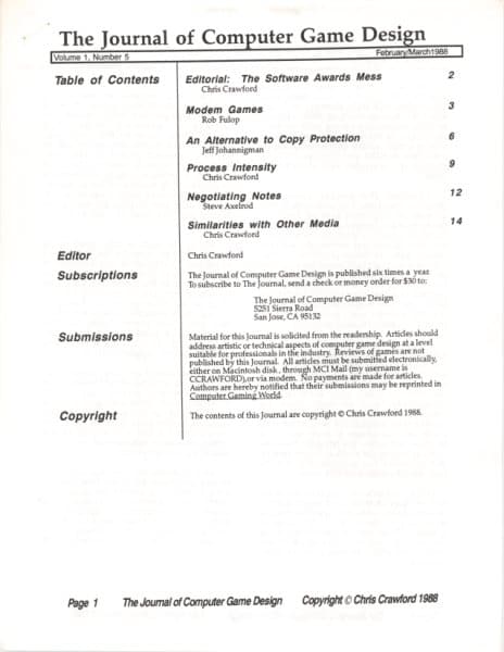 Cover of The Journal of Computer Game Design issue 4