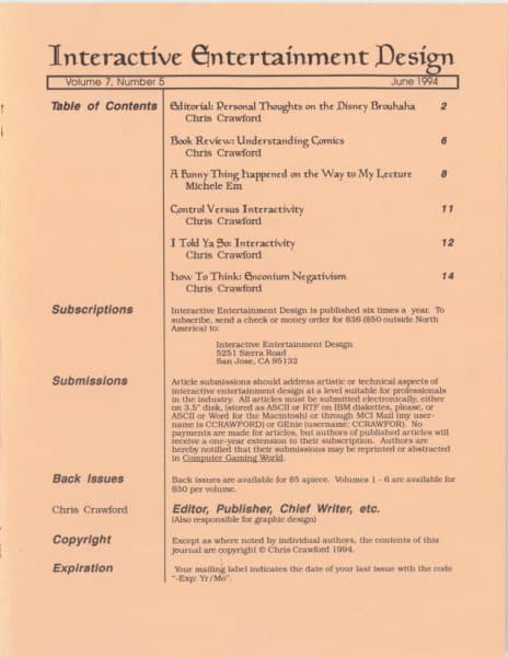 Cover of The Journal of Computer Game Design issue 5