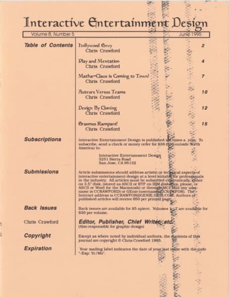 Cover of The Journal of Computer Game Design issue 5