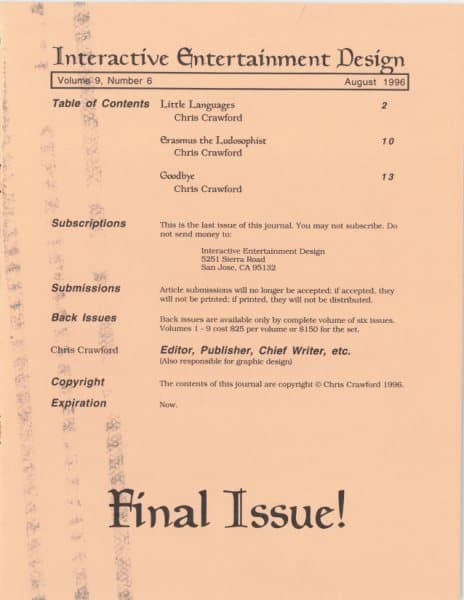 Cover of The Journal of Computer Game Design issue 6
